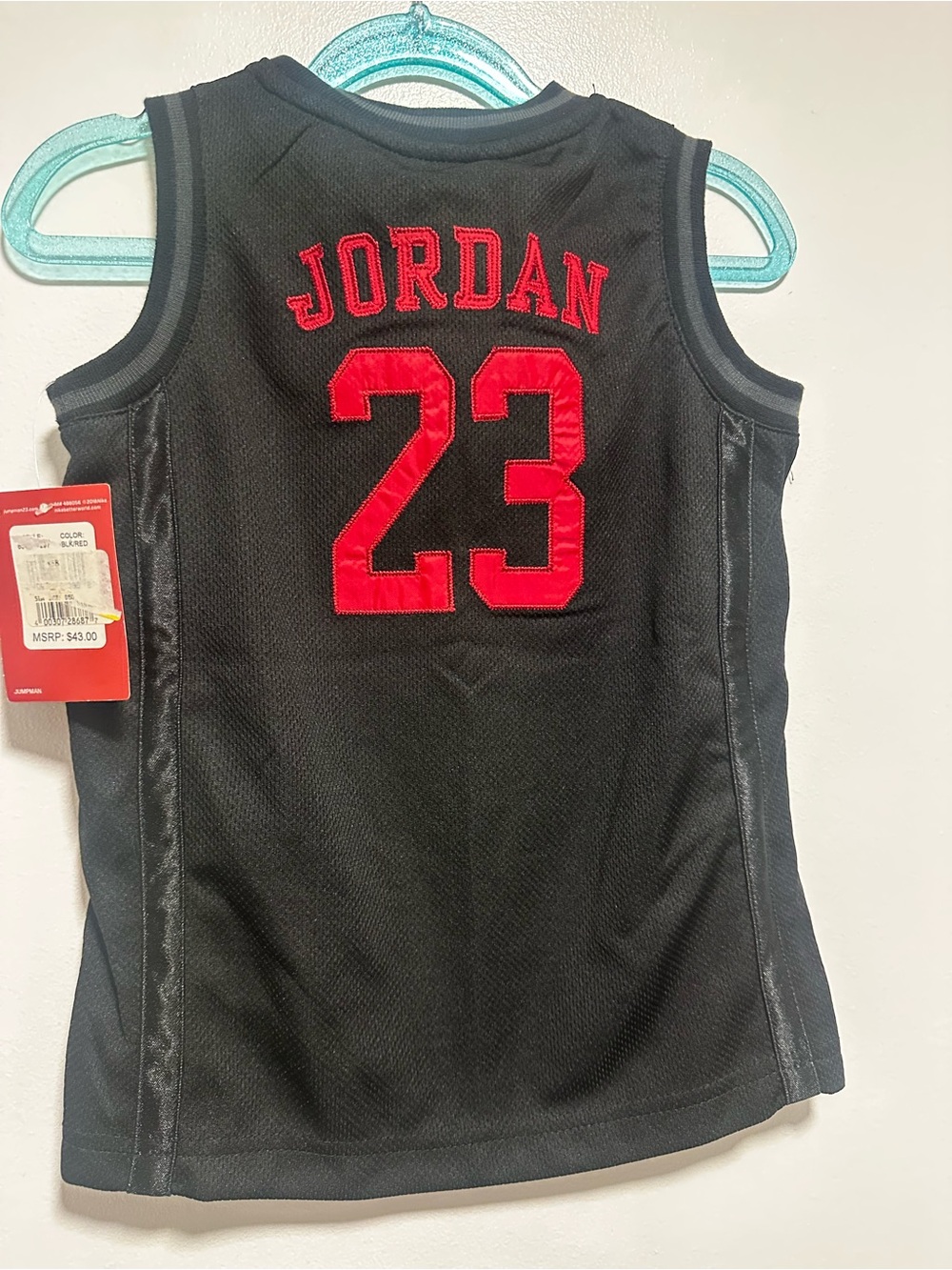 Jordan Black Sleeveless Jersey with Red 23
